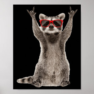 Affiche Signe de la main de musique rock de Raton laveur d