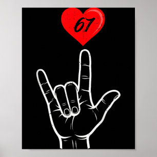 Affiche Signe de la main Je t'aime Asl Cœur 67 Femmes Enfa