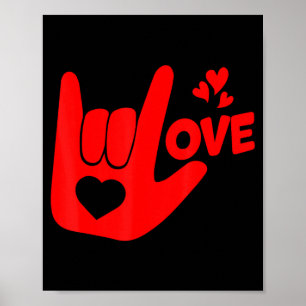 Affiche Signe de la main Je t'aime Asl Saint Valentin Drôl