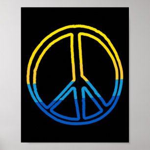 Affiche Signe de la paix aux couleurs de l'Ukraine jaune e