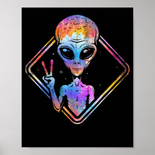 Affiche SIGNE DE LA PAIX HIppie Alien cadeau de l'espace e