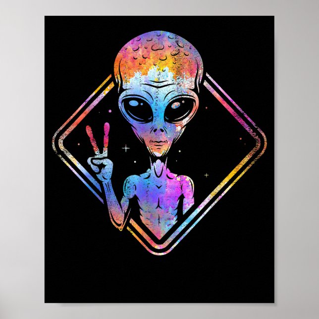 Affiche SIGNE DE LA PAIX HIppie Alien cadeau de l'espace e (Devant)