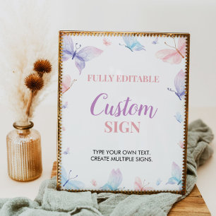 Affiche Signe de la partie personnalisée papillon