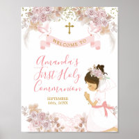 SIGNE DE LA PREMIÈRE Sainte Communion Boho Rose Fl