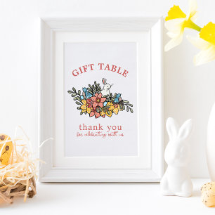 Affiche Signe de la table-cadeau Baby shower de printemps