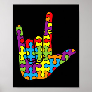 Affiche Signe de l'amour en langue des signes autistique P