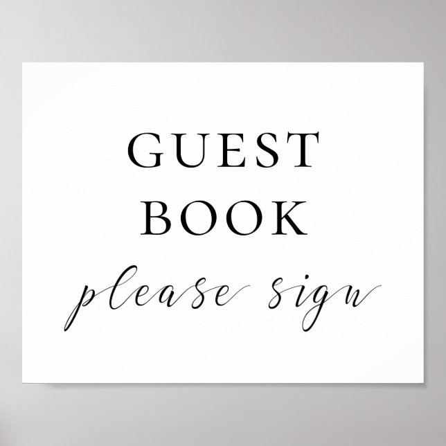 Affiche Signe de livre d'or. Mariage écriture noir et blan (Devant)