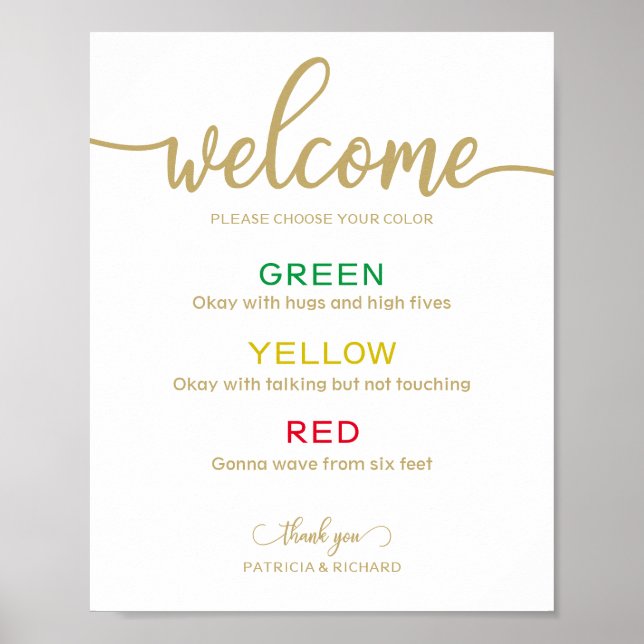 Affiche SIGNE DE Mariage À BANDE DE Distance Sociale (Devant)