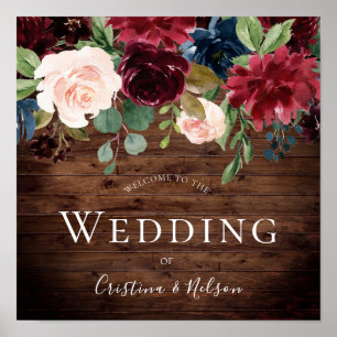 Affiche SIGNE DE Mariage D'ACCUEIL ROUGE DE BOURGOGNE ROUT