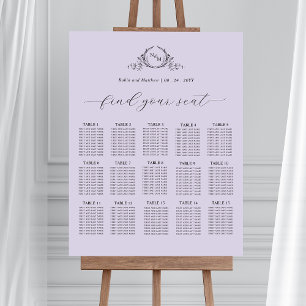 Affiche Signe de Mariage de monogramme chic Lavender