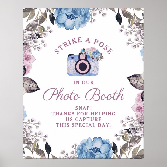 Affiche Signe de mariage de photomaton floral de charme pa (Devant)