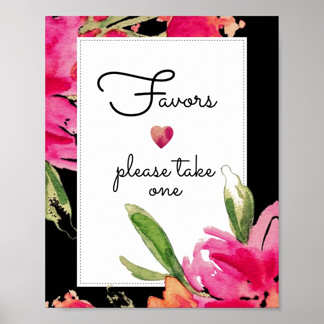 Affiche Signe de mariage favori | Fleurs de fuchsia à l'aq (Devant)