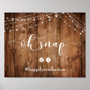 Affiche Signe de Mariage Oh Snap Rustic Wood & Lights