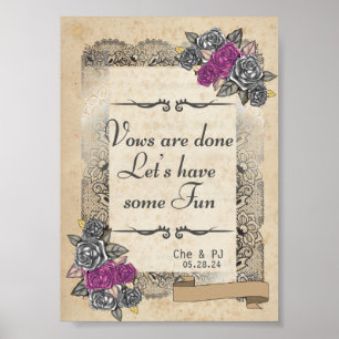Affiche SIGNE DE Mariage Rustique Vintage