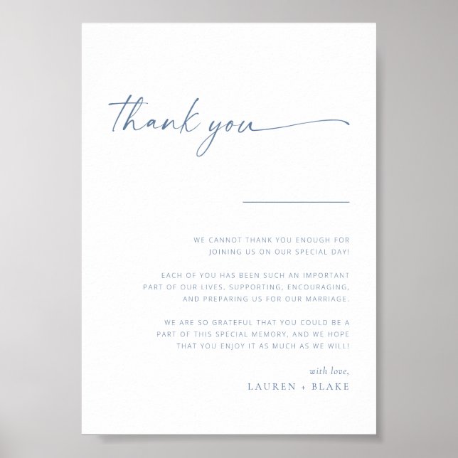 Affiche SIGNE DE Merci Mariage de script moderne simple |  (Devant)
