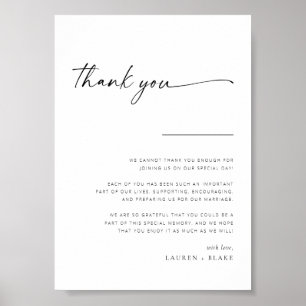 Affiche SIGNE DE Merci Mariage de script moderne simple