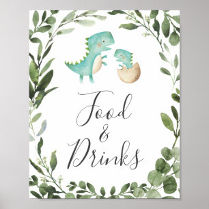 Affiche SIGNE DE MÈRE Bébé Dinosaur Baby shower Alimentati