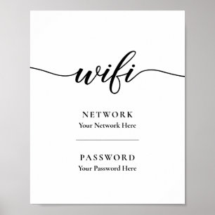 Affiche Signe de mot de passe de réseau Wifi calligraphié