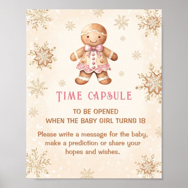 Affiche Signe de Noël Fille Baby shower Jeu Heure Capsule (Devant)
