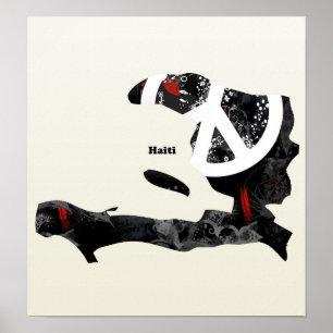 Affiche Signe de paix à la mode du Haïti avec la carte
