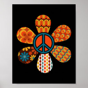 Affiche SIGNE DE PAIX AMOUR 60s les années 70 Super hippie