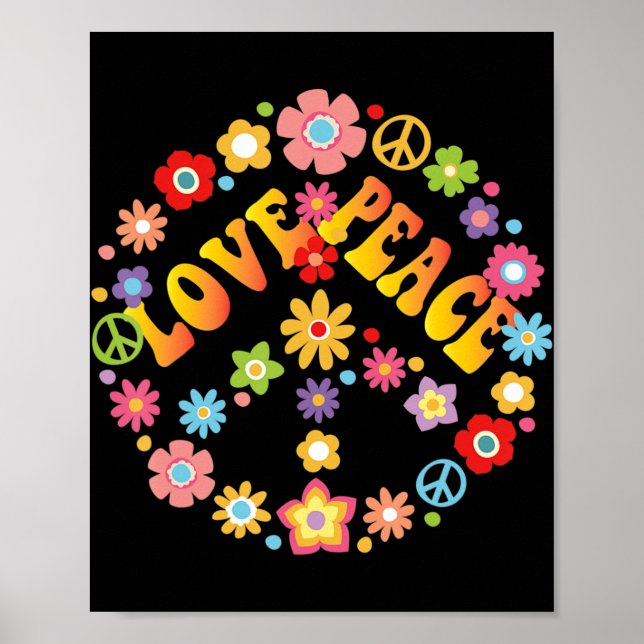 Affiche SIGNE DE PAIX AMOUR 60s les années 70 Tie Dye Hipp (Devant)