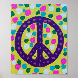Affiche Signe de Paix Coloré en Acrylique