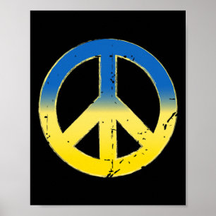 Affiche Signe de Paix Couleurs Ukraine Rétro Vintage - Poi