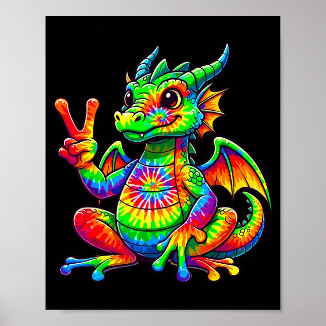 Affiche Signe de paix dragon teint à la ficelle Hipe  (Devant)