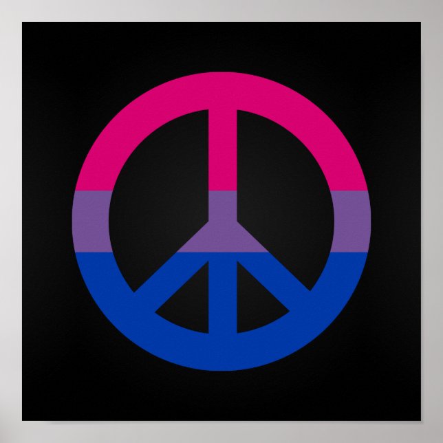 Affiche signe de paix drapeau bisexualité (Devant)