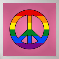 Affiche signe de paix drapeau LGBT