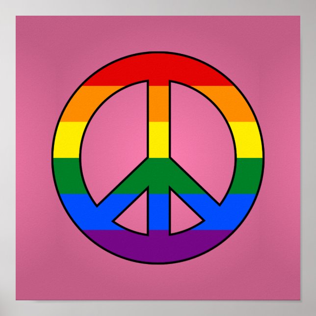 Affiche signe de paix drapeau LGBT (Devant)