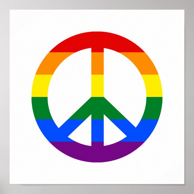 Affiche signe de paix drapeau LGBT (Devant)