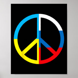 Affiche Signe de paix en Ukraine et drapeau russe - Paix m
