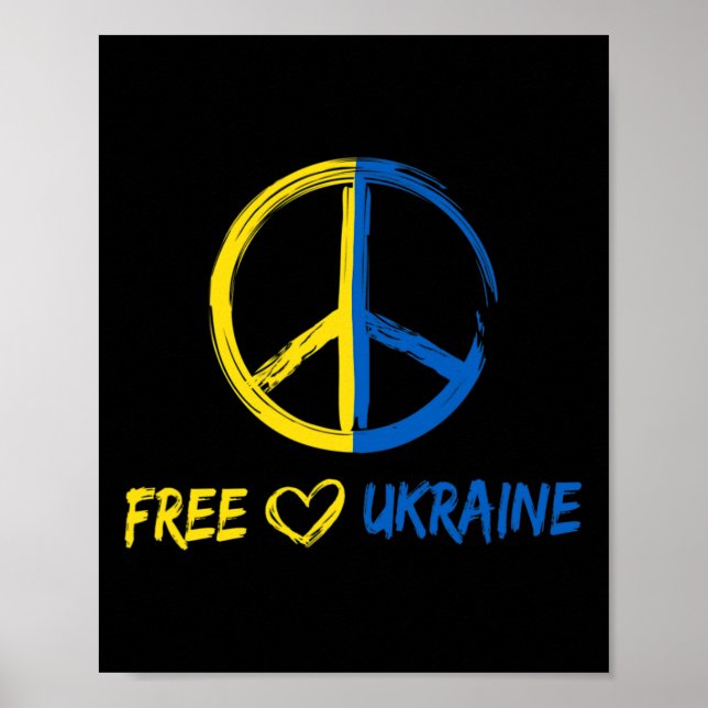 Affiche Signe de paix pour femmes hommes drapeau ukrainien (Devant)