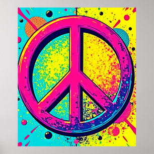 Affiche Signe de Paix Rétro Coloré