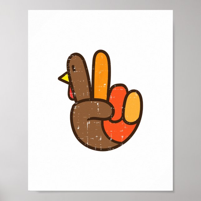 Affiche signe de paix turquie main cool thansgiving hippie (Devant)