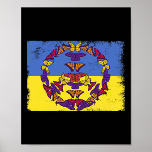 Affiche Signe de paix Ukrainien Stand With Ukraine