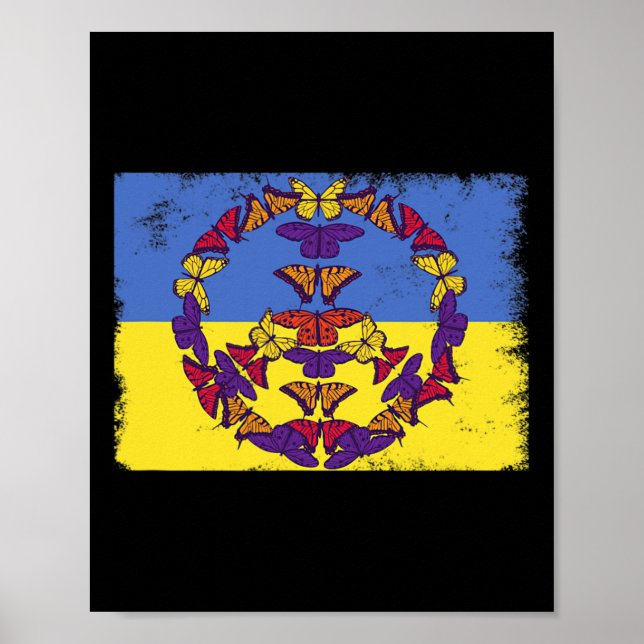 Affiche Signe de paix Ukrainien Stand With Ukraine  (Devant)