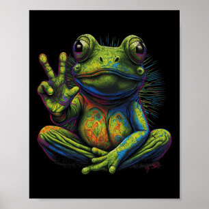 Affiche Signe de Paix Yoga Grenouilles Cool Grenouille de