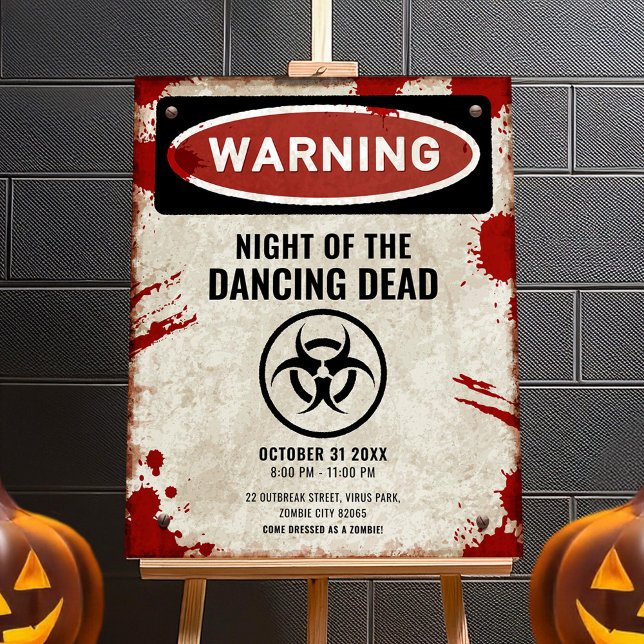 Affiche Signe de parti Zombie avec le sang et le symbole d (Créateur téléchargé)