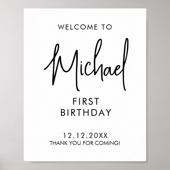 Affiche Signe de premier anniversaire écriture manuscrite  (Devant)