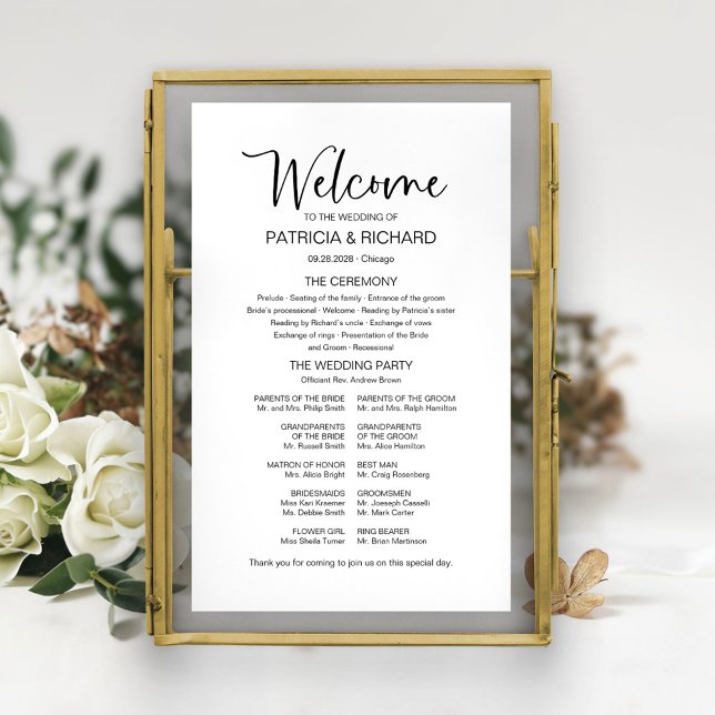 Affiche Signe de programme de mariage de calligraphie mode (Créateur téléchargé)