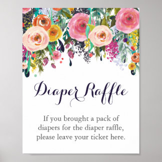 Affiche Signe de rabat à fleur coloré pour Baby shower