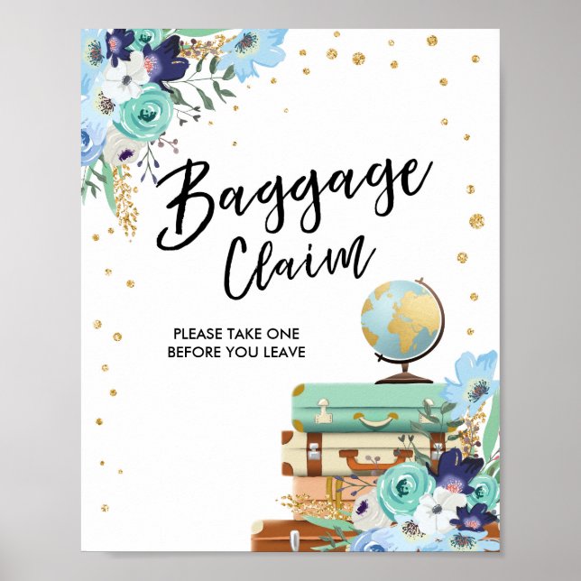 Affiche Signe de réclamation de bagages Douche de voyage M (Devant)