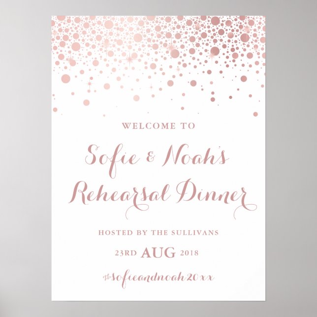 Affiche Signe de répétition Faux Rose Gold Foil Confetti (Devant)