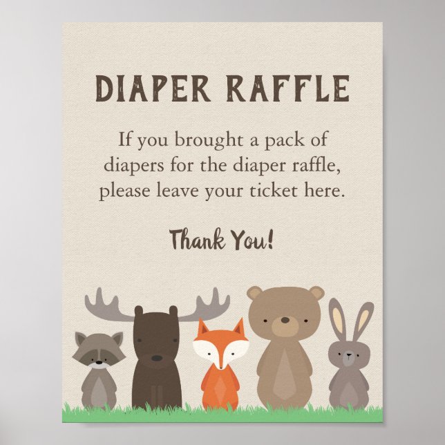Affiche SIGNE DE REQUÊTE Baby shower Woodland (Devant)