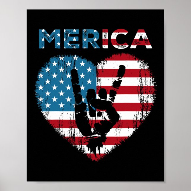 Affiche Signe de roche de Merica 4 juillet drapeau américa (Devant)