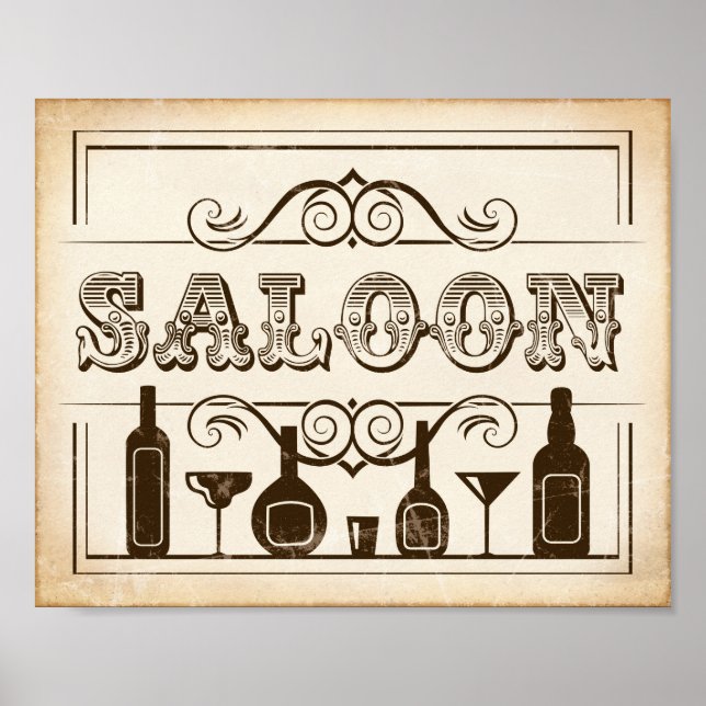 Affiche SIGNE DE SALOON D'IMPRESSION DE LA PARTIE Ouest (Devant)