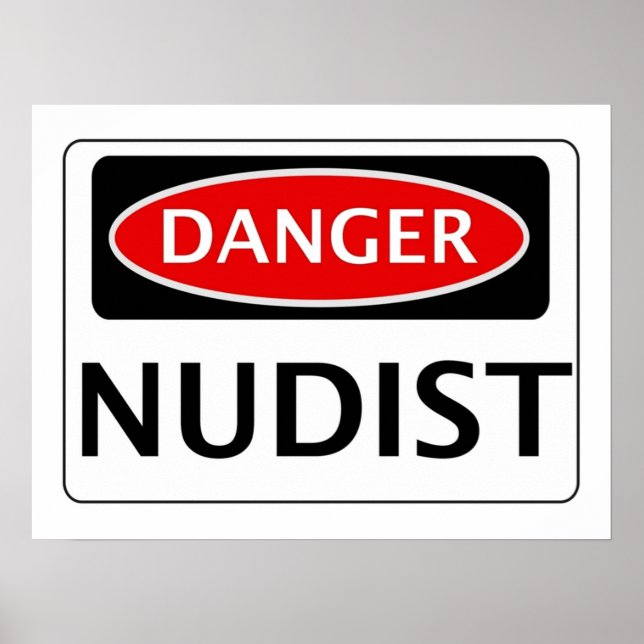 AFFICHE SIGNE DE SÉCURITÉ DU DANGER NUDIST FUNNY FAKE SIGN (Devant)